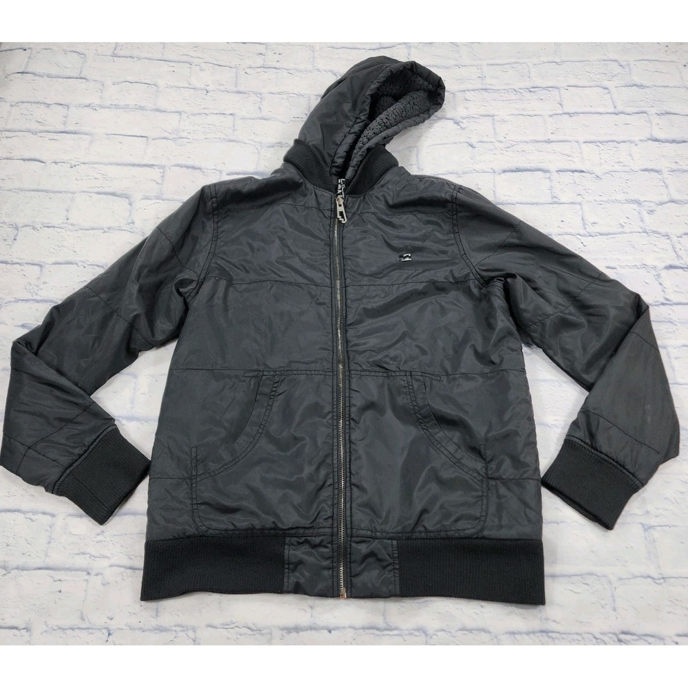 Billabong MENS SIZE XL Black Sherpa Lined Windbreaker Jacket VINTAGE Y2K